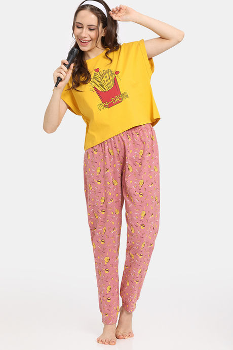 Rosaline Bon Appetit Knit Cotton Top - Yolk Yellow — image 4